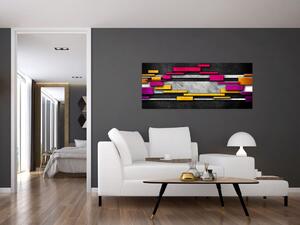 Obraz farebné abstrakcie na čiernom pozadí (120x50 cm)