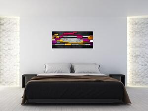 Obraz farebné abstrakcie na čiernom pozadí (120x50 cm)