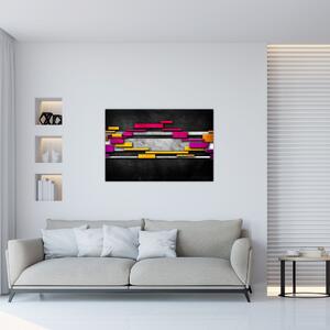 Obraz farebné abstrakcie na čiernom pozadí (90x60 cm)