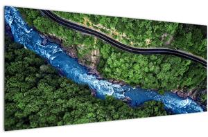 Obraz - Rieka medzi horami, Kaukaz, Rusko (120x50 cm)