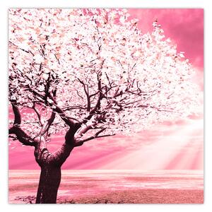 Ružový obraz stromu (30x30 cm)