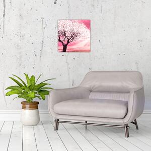 Ružový obraz stromu (30x30 cm)