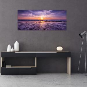 Obraz pláže - západ slnka (120x50 cm)
