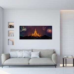 Obraz ohňostroja v Ázii (120x50 cm)
