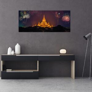 Obraz ohňostroja v Ázii (120x50 cm)