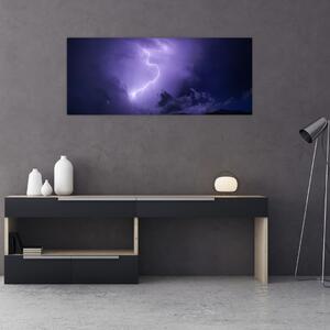 Obraz - fialová obloha a blesk (120x50 cm)