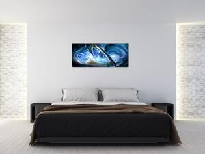 Obraz modrých fraktálov (120x50 cm)