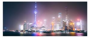 Obraz nočného Šanghaja (120x50 cm)