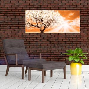 Oranžový obraz stromu (120x50 cm)