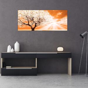 Oranžový obraz stromu (120x50 cm)