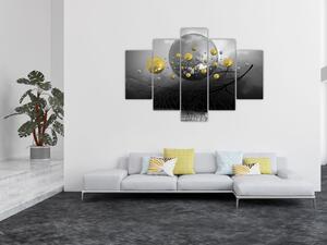 Obraz zlatých abstraktných gulí (150x105 cm)