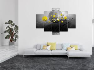 Obraz - žlté abstraktné gule (150x105 cm)