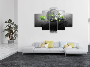 Obraz zelených abstraktných gulí (150x105 cm)