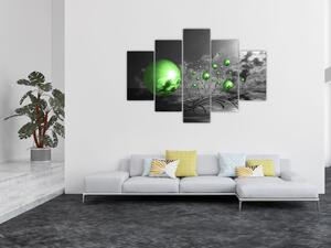 Obraz zelených abstraktných gulí (150x105 cm)