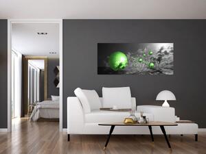 Obraz zelených abstraktných gulí (120x50 cm)