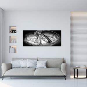 Obraz modernej sivej abstrakcie (120x50 cm)