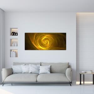 Obraz abstraktnej žltej špirály (120x50 cm)