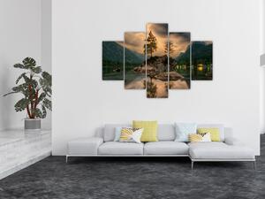 Obraz - jazero v horách (150x105 cm)