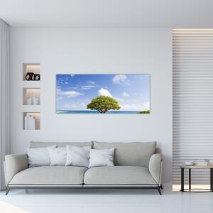 Obraz pláže so stromom (120x50 cm)