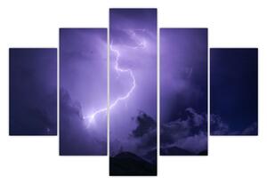 Obraz - fialová obloha a blesk (150x105 cm)