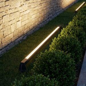 Lindby LED stojace svietidlo Zavio, antracitová farba, zemný kolík, IP65, Čierna, Hliník, Moderný