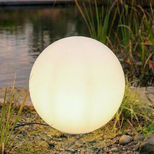 Lindby guľová lampa Valyra, Ø 50 cm, IP54, zemný kolík, Biela / opálová, Plast, Moderný, Vonkajšia guľa