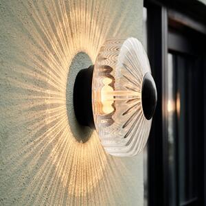 LED vonkajšie nástenné svietidlo New Wave Optic, sklo, Ø 26 cm, IP65, Jasné / priehľadné, Sklo, Dizajn, Nástenné svietidlo