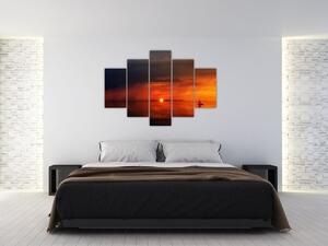 Obraz západu slnka s plachetnicou (150x105 cm)