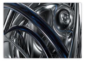 Obraz sivej abstrakcie s modrou (70x50 cm)