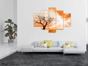 Oranžový obraz stromu (150x105 cm)