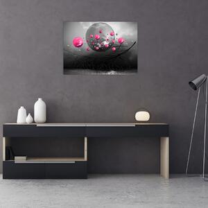 Obraz ružových abstraktných gulí (70x50 cm)