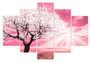 Ružový obraz stromu (150x105 cm)