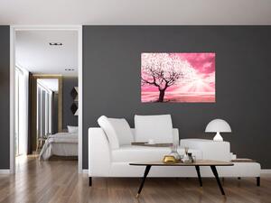 Ružový obraz stromu (90x60 cm)