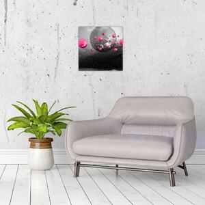 Obraz ružových abstraktných gulí (30x30 cm)