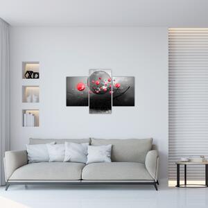 Obraz červených abstraktných gulí (90x60 cm)
