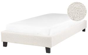 Posteľ čalúnená svetlobéžová buklé 90 x 200 cm rám postele s roštom bez čela spálňa moderný minimalistický štýl