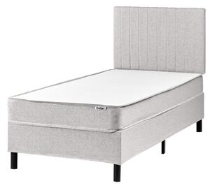 Kontinentálna posteľ s čelom sivá polyester čalúnený rám 90 x 200 cm pružinový matrac spálňa