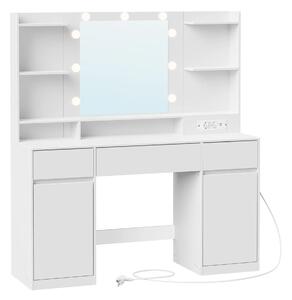 SONGMICS Toaletní stolek s LED osvětlením a nabíjecí stanicí Vasagle Brill 107 cm bílý