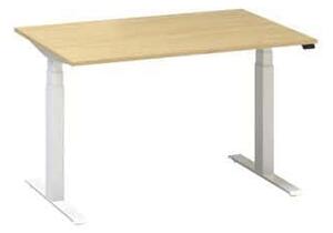 Výškovo nastaviteľný kancelársky stôl Alfa Up s bielym podnožím, 120 x 80 x 61,5-127,5 cm, dezén buk Bavaria