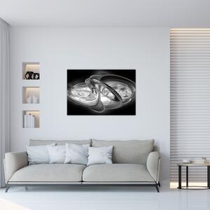 Obraz modernej sivej abstrakcie (90x60 cm)