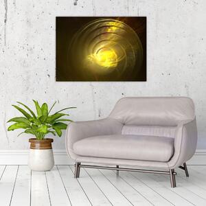 Obraz žltej abstraktnej špirály (70x50 cm)