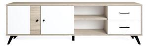 Biely TV stolík v dekore duba 181x53 cm Sahara - Marckeric