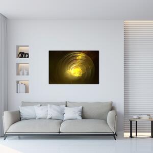 Obraz žltej abstraktnej špirály (90x60 cm)