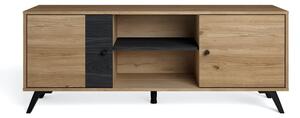 Čierny TV stolík v dekore duba 136x53 cm Natura - Marckeric