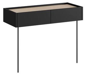 Toaletný stolík Desin 100 cm so zásuvkami a kovovými nohami - čierny mat / dub nagano
