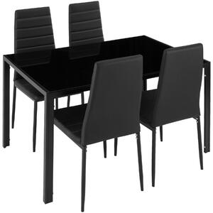 TecTake GmbH jedálenský set berlin 4 + 1 - čierna