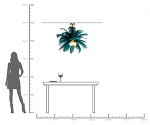 KARE závesné svietidlo Feather Palm, zelené, perie, Ø 87 cm, G9, Zelená, Obývacia izba / jedáleň, Dizajn, Závesné svietidlo