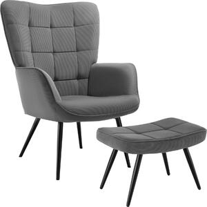 Kreslo Hygge polstrované, ergonomické, nosnosť 150 kg - S podnožkou, Tenký menčester antracitová/čierna