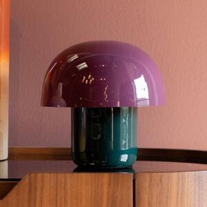 Kare stolová lampa Mushroom, fialová/zelená, kov, 20 cm, E14, Fialová / ružová, Obývacia izba / jedáleň, kov, Dizajn, Stolová lampa