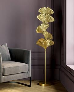 Stojacia lampa KARE Yuva, zlatá farba, kov, 160 cm, E27, Mosadz / zlato, Obývacia izba / jedáleň, kov, Dizajn